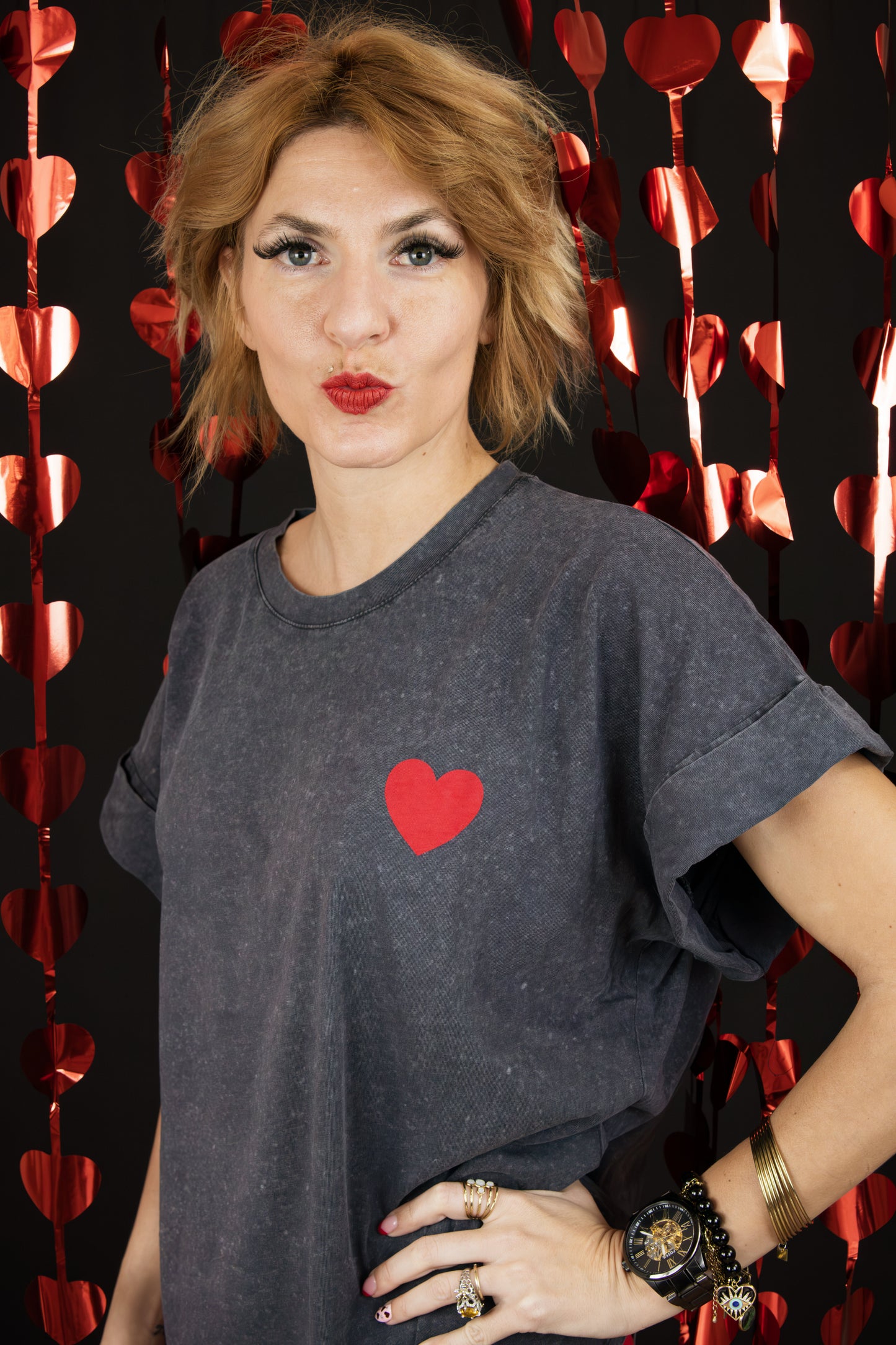 T shirt gris cœur