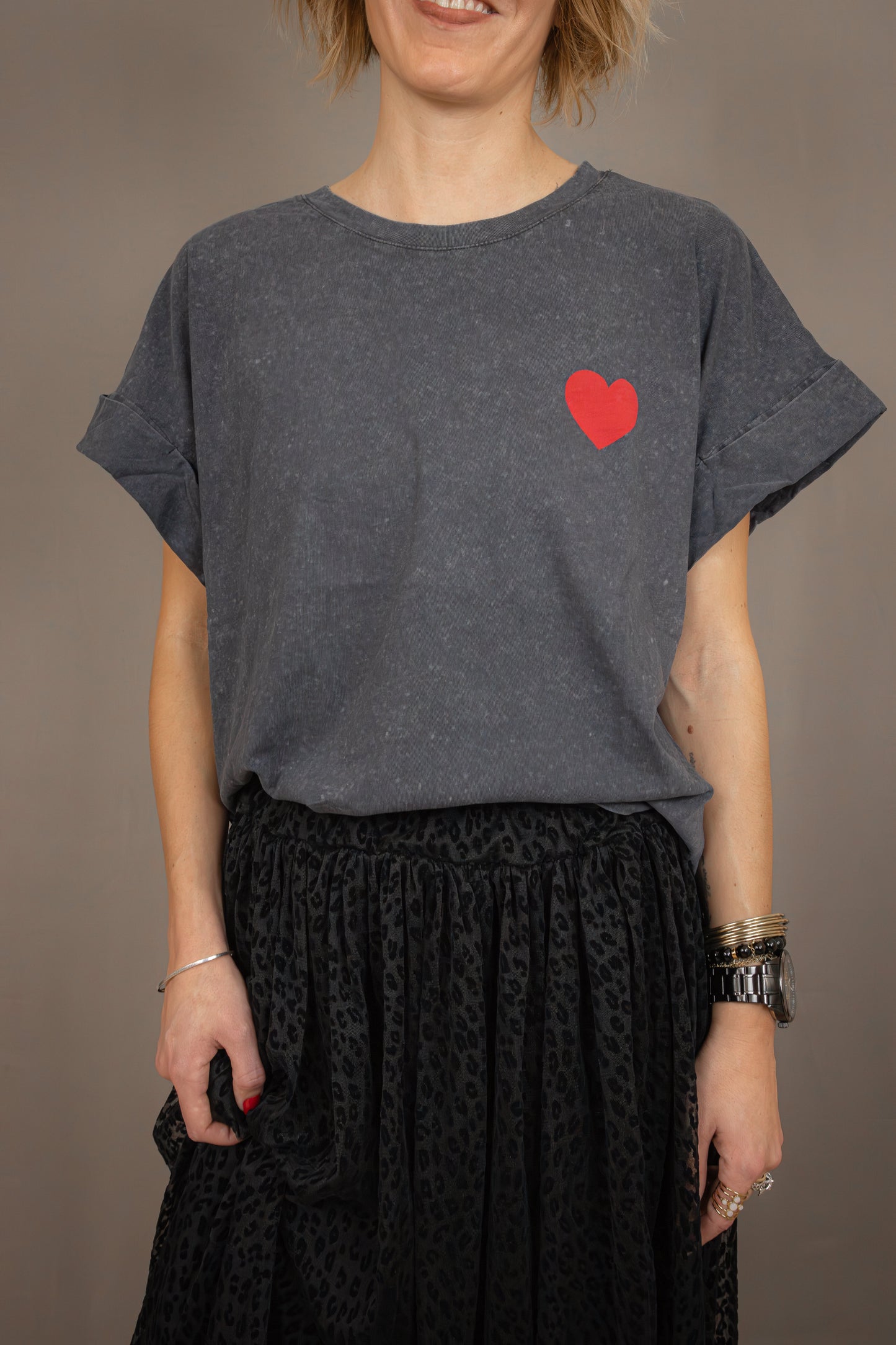 T shirt gris cœur