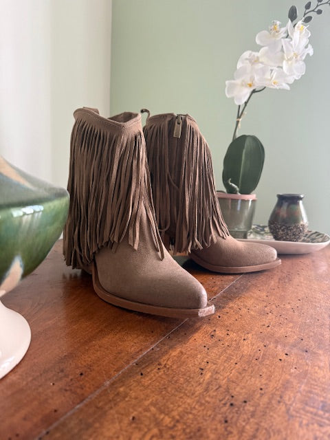 Bottines à franges beige