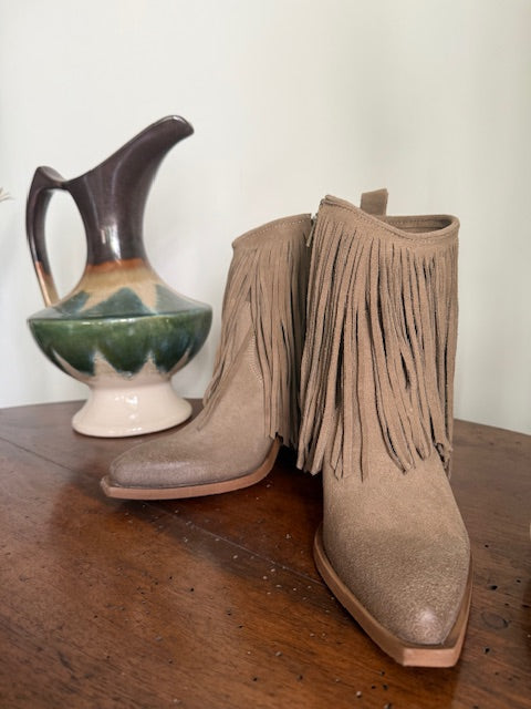 Bottines à franges beige