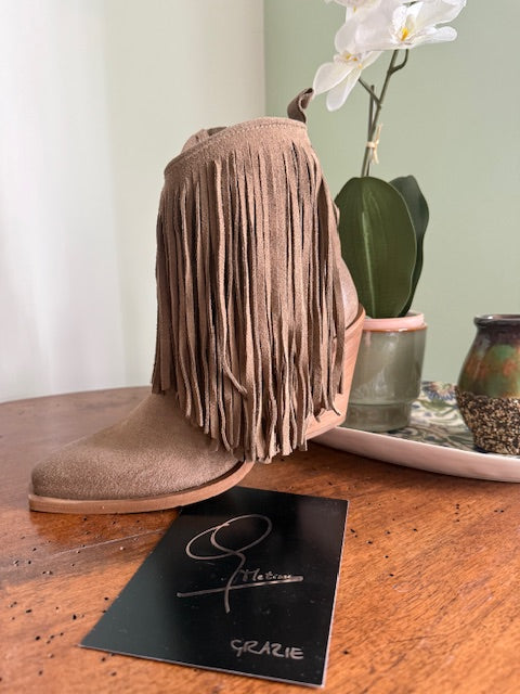 Bottines à franges beige