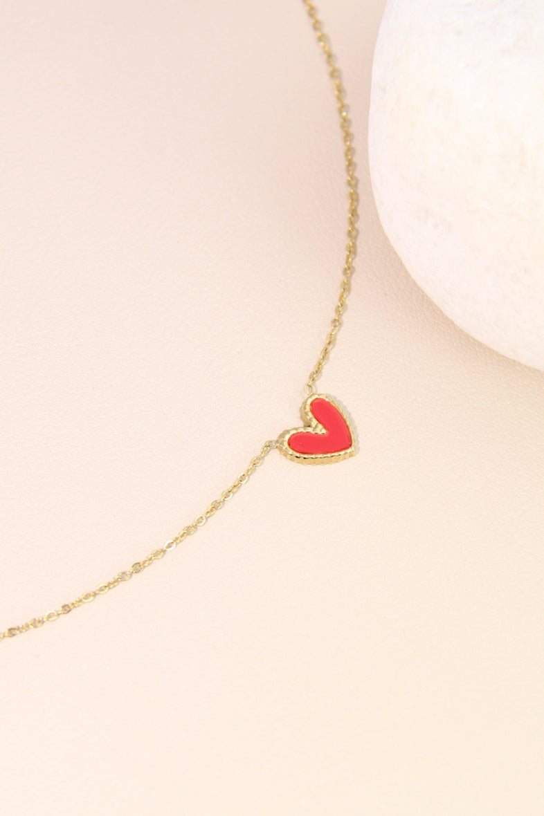 Collier cœur émaillé