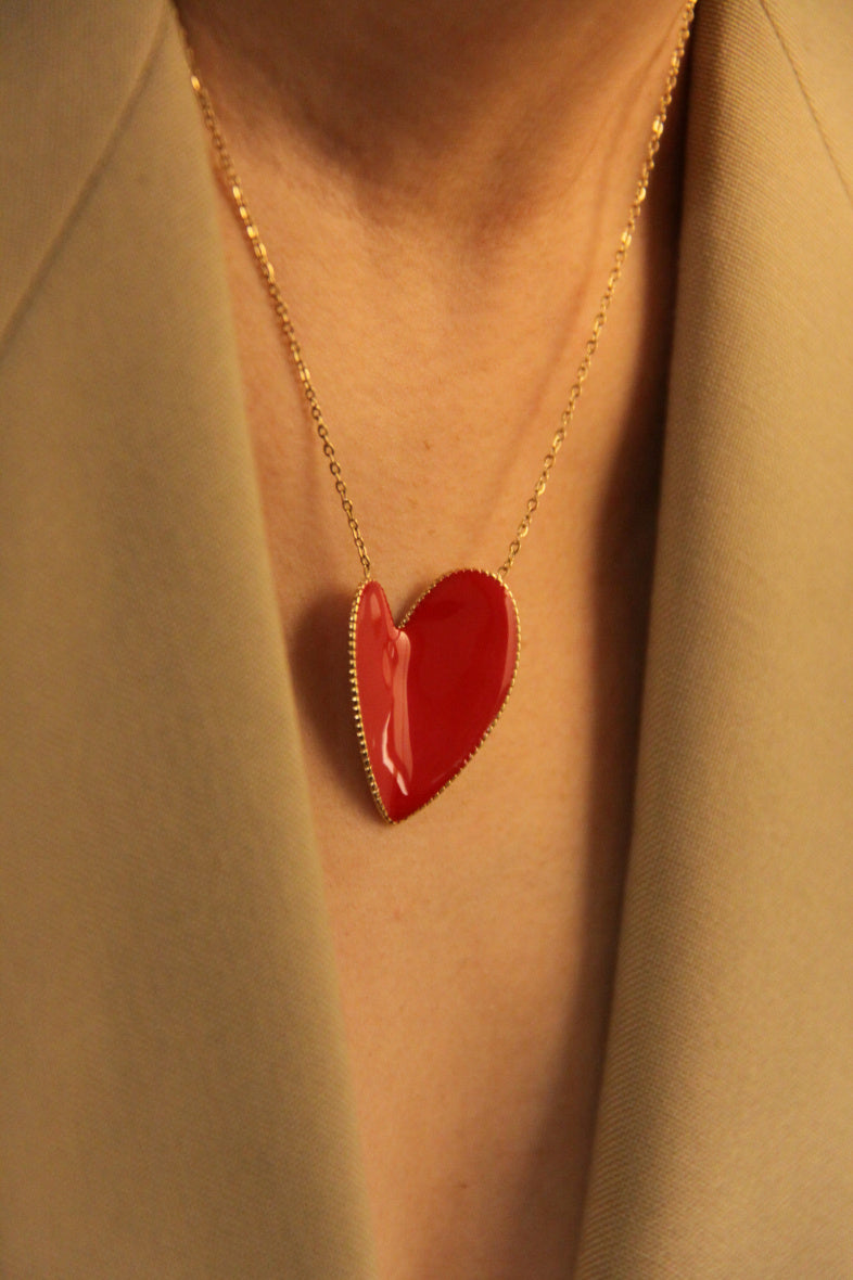 Collier cœur rouge