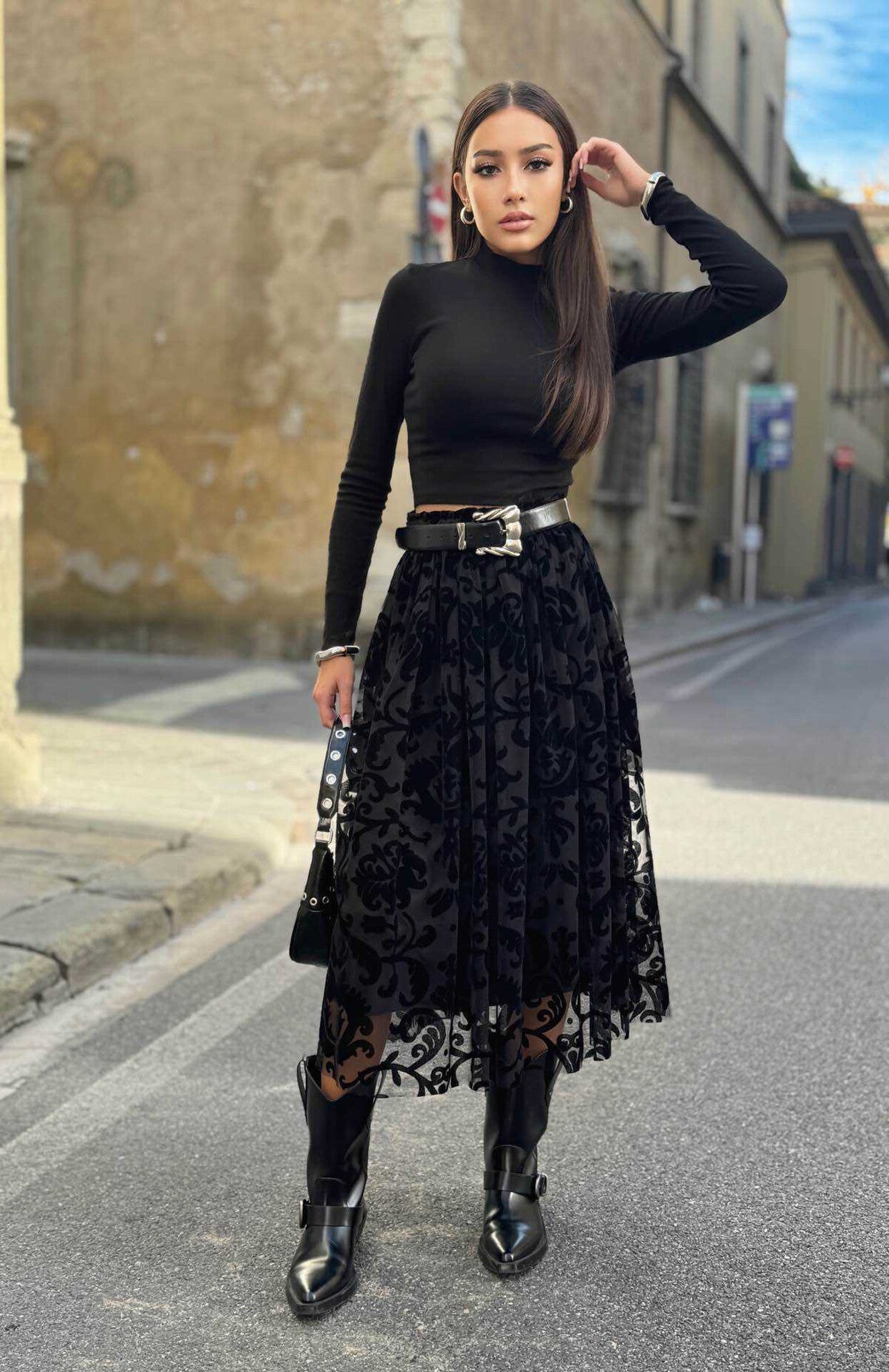 Jupe noire avec motifs