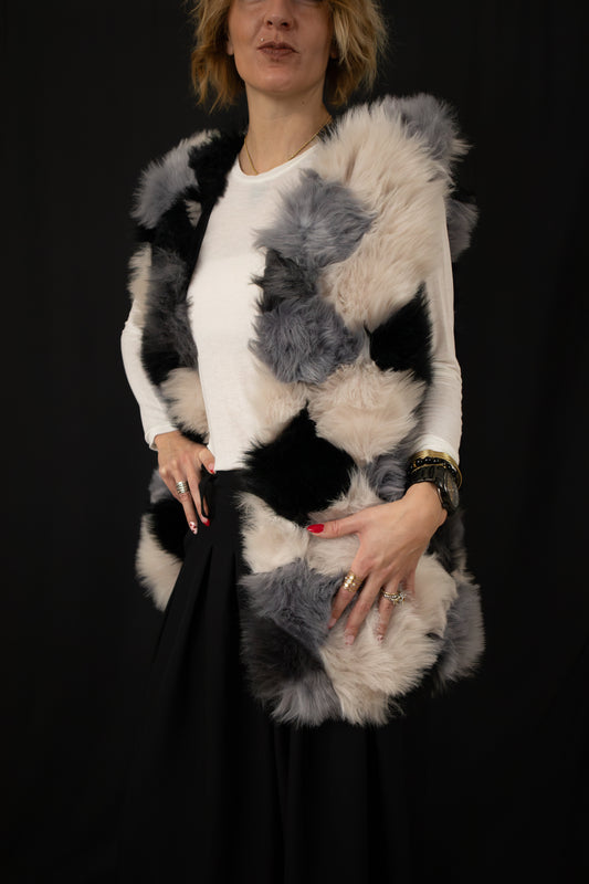 Veste sans manche fausse fourrure