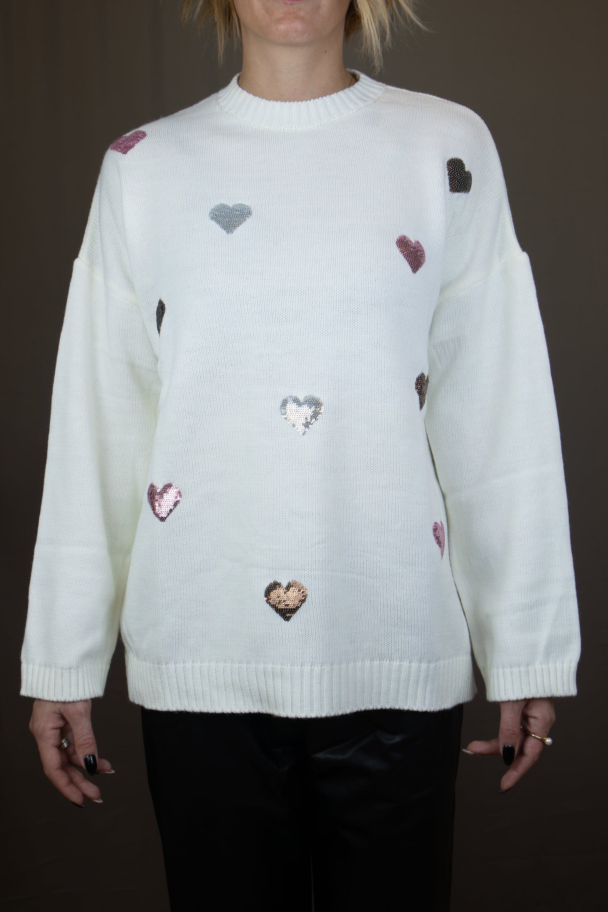 pull coeur écru