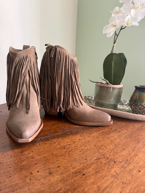 Bottines à franges beige
