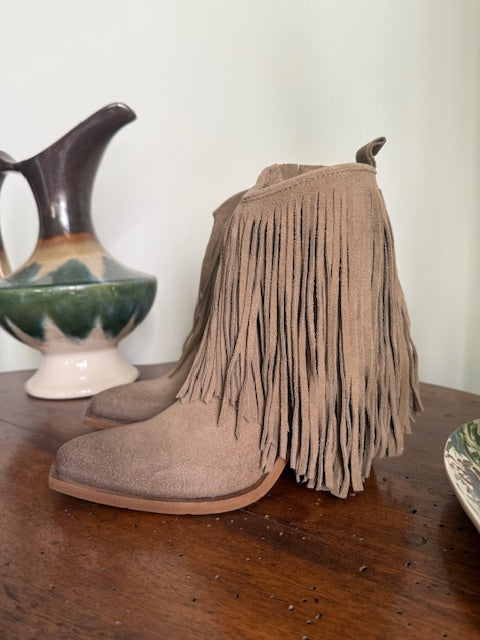 Bottines à franges beige