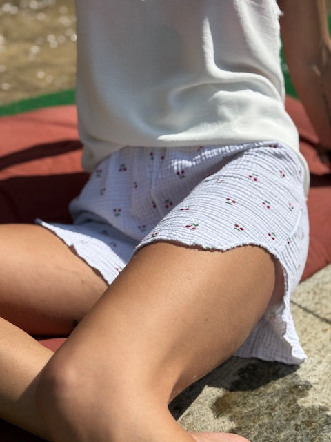 Short cerise en gaze de coton