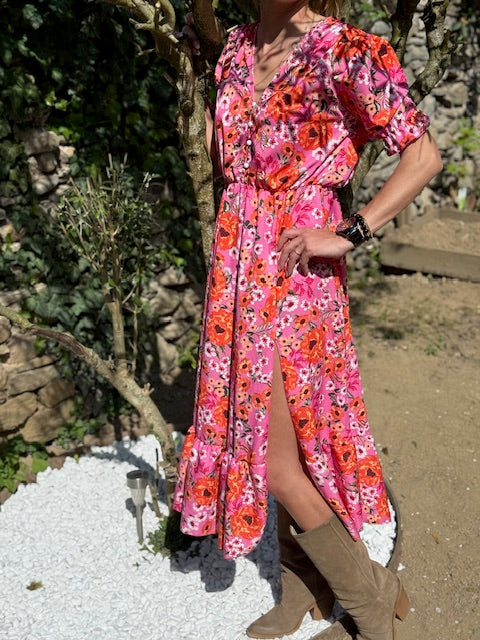 Robe longue à fleurs
