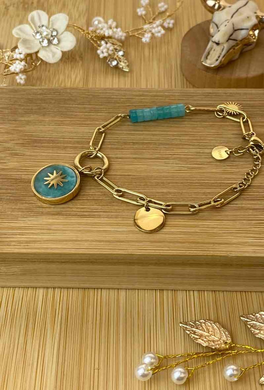 Bracelet or/bleu