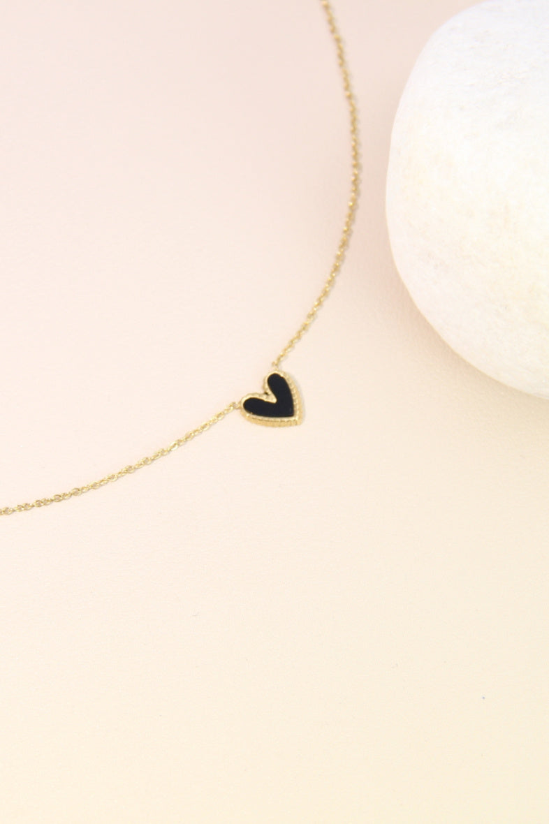 Collier cœur émaillé