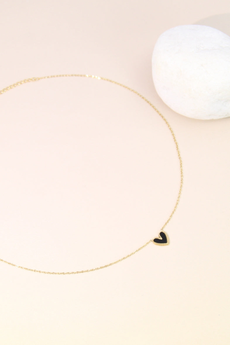 Collier cœur émaillé