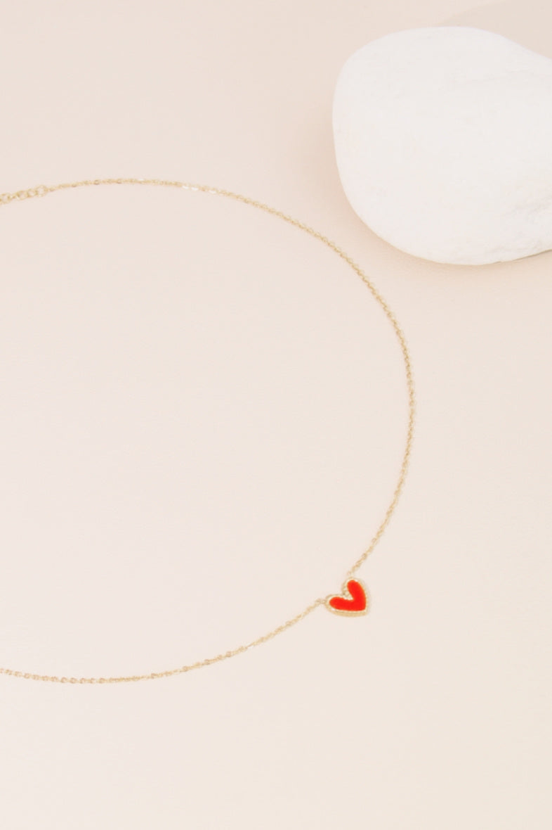 Collier cœur émaillé