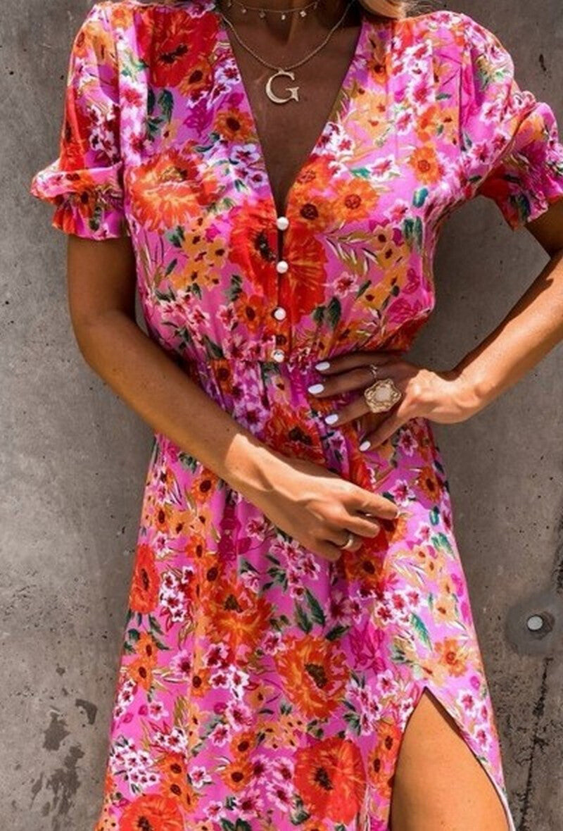 Robe longue à fleurs