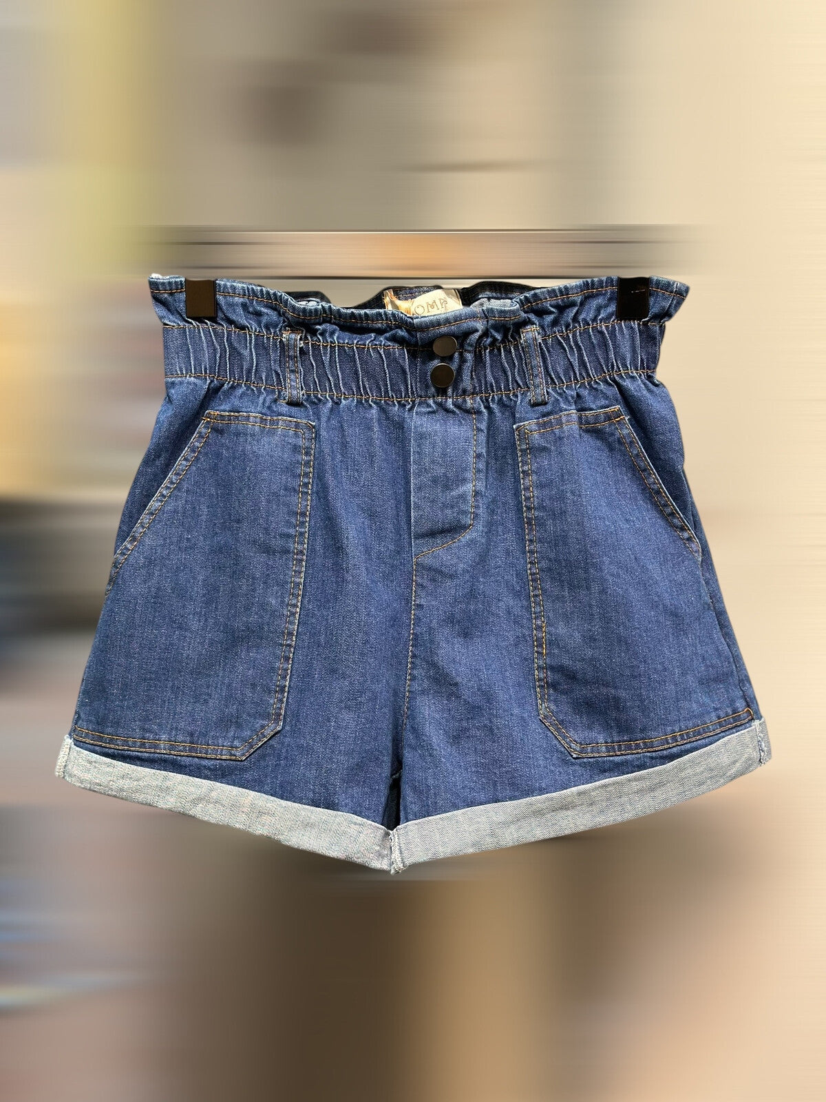 Short denim taille haute